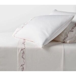 Threshold Performance KING Sheet Set - Ivory 100% Cotton Love Detailed Hem